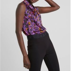 DKNY Women's Logo Waistband Compression Ponte Legging